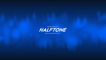 Abstract vector torn blue halftone sound wave. Scrathed dotted texture element.