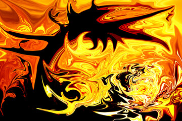 Black Dragon, Abstract Digital Marbling