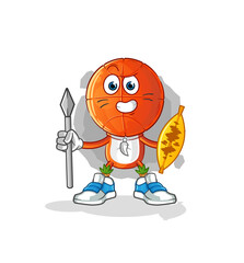 basketball head cartoon african tribal fighter mascot. cartoon vector