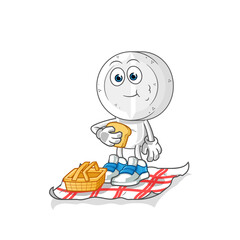 medicine tablet head cartoon on a picnic. cartoon mascot vector