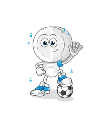 medicine tablet head cartoon playing soccer illustration. character vector