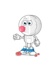 medicine tablet head cartoon chewing gum vector. cartoon character