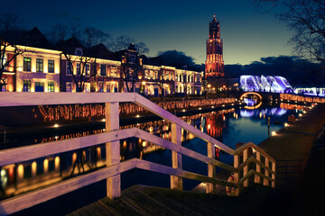 Night illumination light display at Huis Ten Bosch, Nagasaki, Japan