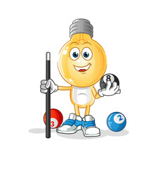 light bulb head cartoon plays billiard character. cartoon vector