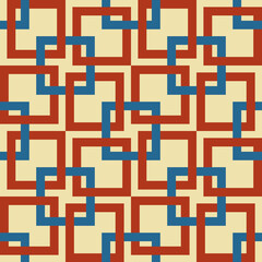 Seamless vector pattern with square texture on yellow background. Retro mesh wallpaper design. Decorative vintage net fashion textile.