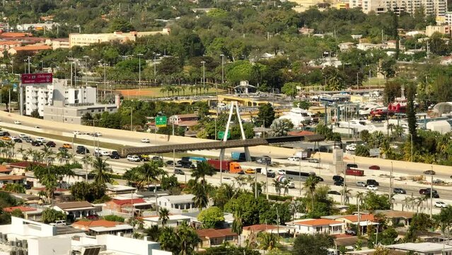 Dolphin Expressway Miami Cashless Toll Road. 4k Aerial Drone Video