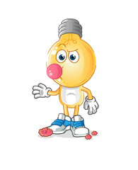 light bulb head cartoon chewing gum vector. cartoon character