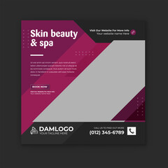 Spa and beauty social media post and spa massage, beauty salon promotional banner