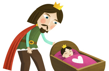 cartoon scene king or prince with his child illustration