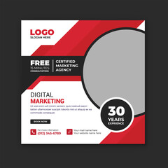Digital marketing agency Instagram and Facebook post template. Creative corporate business social media post banner template.