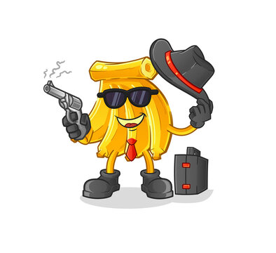Banana mafia with gun character. cartoon mascot vector