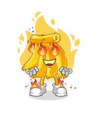 Banana on fire mascot. cartoon vector