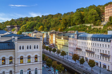 Embankment of Tepla river, Karlovy Vary, Czech republic