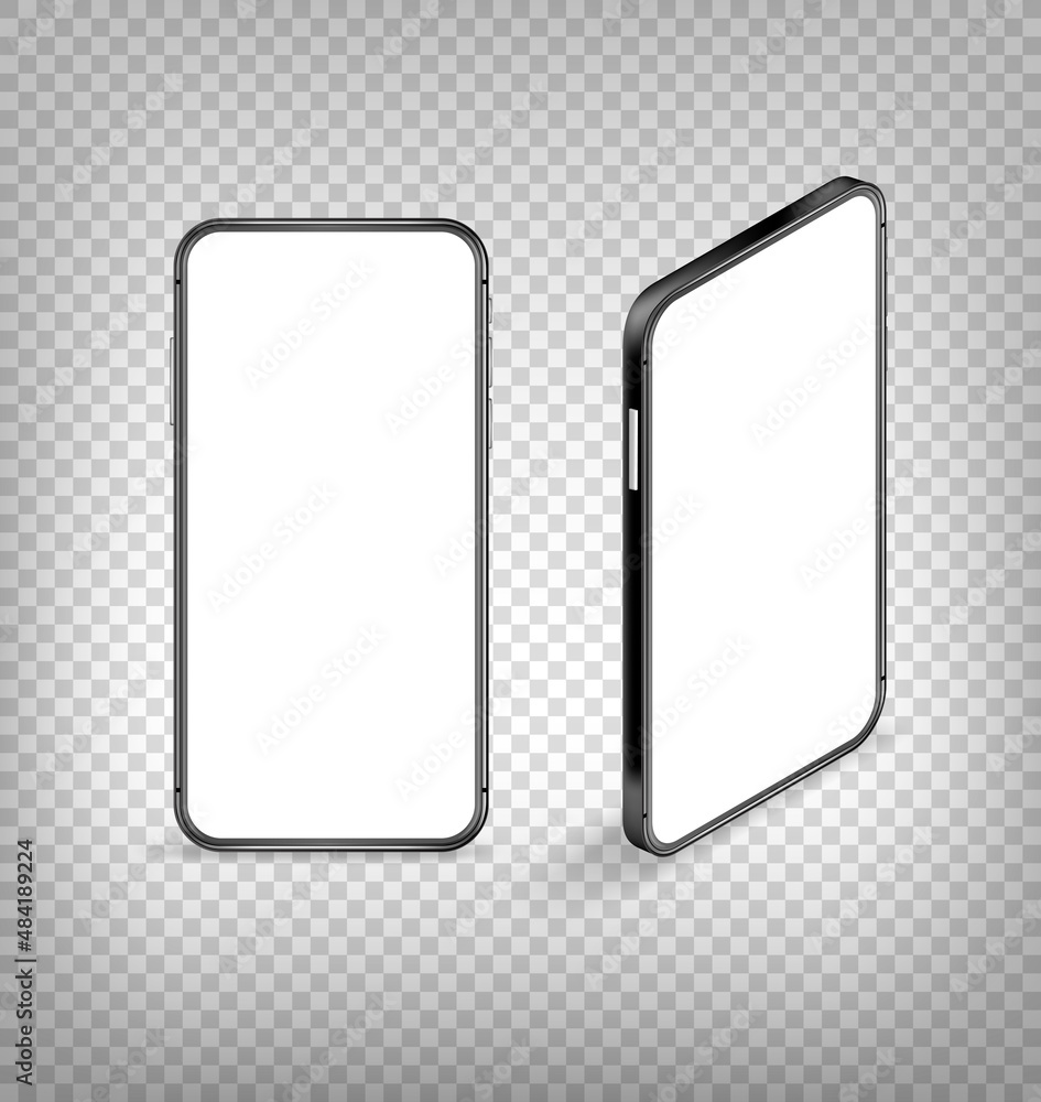 Aufkleber modern phone with blank screen vector mockup isolated on transparent