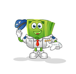 money pilot mascot. cartoon vector