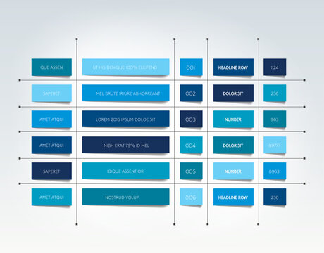 Table, schedule, tab, planner, infographic design template. Vector.