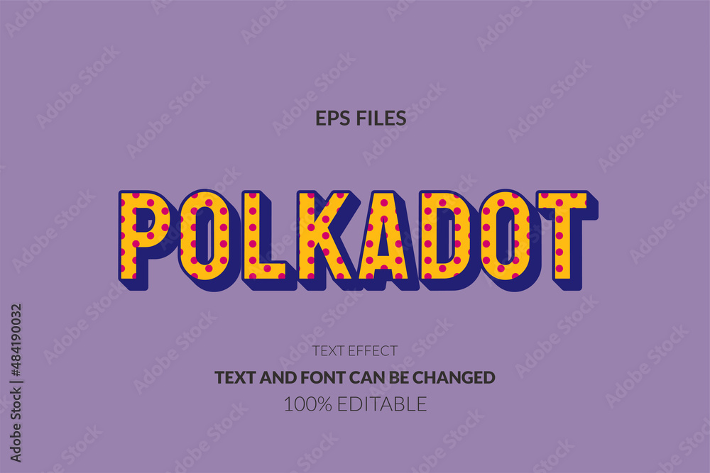 Poster polkadot pattern dot 90s trendy funky editable text effect. eps vector file
