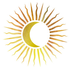 sun and crescent vector illustration