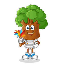 tree head cartoon maid mascot. cartoon vector