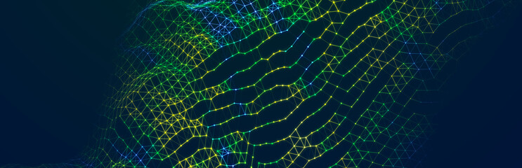 Digital technological background. Abstract structure with connected dots and lines. Big data. 3D rendering.