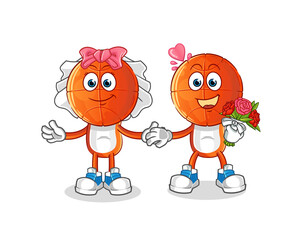 basketball head cartoon wedding. cartoon mascot vector