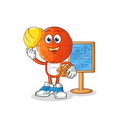 basketball head cartoon Architect illustration. character vector