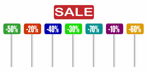 Sale discount vector road signs