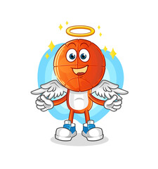 basketball head cartoon angel with wings vector. cartoon character