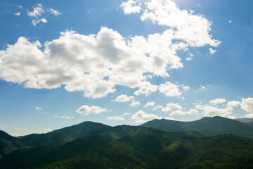 Obraz na płótnie Canvas Beautiful landscape with mountains and blue sky. Drone photography