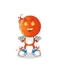 basketball head cartoon on fire mascot. cartoon vector