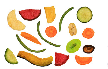 Colorful Pattern background of dry fruit and vegetable , colorful food and fruit bacground