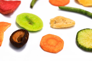 Close up Colorful Pattern background of dry fruit and vegetable , colorful food and fruit bacground