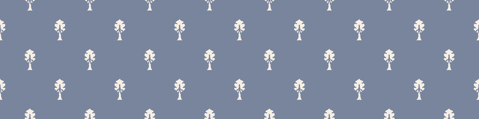 French fleur de lis royal lily seamless border. Farmhouse cottage banner. Lilies lys flower flourish motif rustic damask. © Limolida Studio