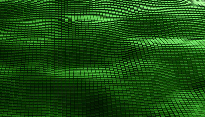 Abstract futuristic surface hexagon pattern with green light rays