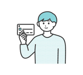 若い男性がクレジットカードを持っているイラスト素材