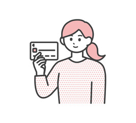 若い女性がクレジットカードを持っているイラスト素材