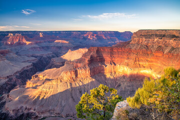 Panoramic aerial view of Grand Canyon National Park. South Rim on a clear sunny morning.