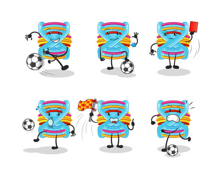 DNA football group character. cartoon mascot vector