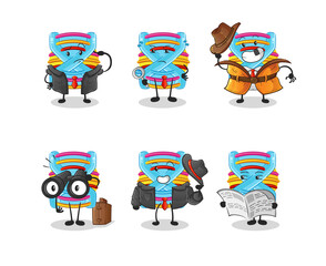 DNA detective group character. cartoon mascot vector
