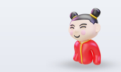 Fototapeta premium 3d chinese new year Chinese girl icon rendering right view