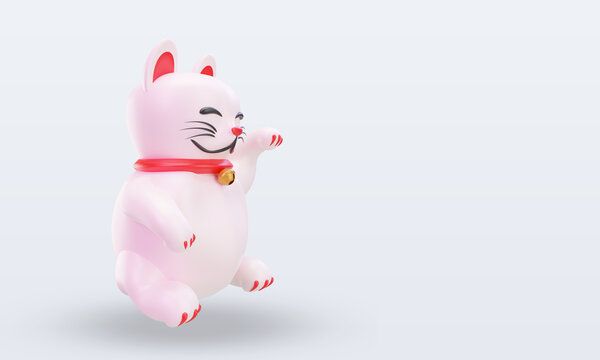 3d chinese new year Lucky Cat icon rendering left view