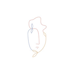 Modern abstract human face or head. Multicolored lines print. Outline vector illustration. 