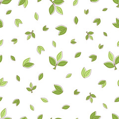 Seamless pattern of green leaves	
