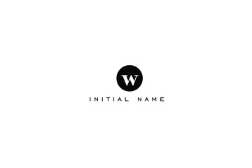 Simple and Elegant circular logo of letter W with polygon for company name or initial name.
