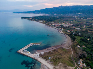 Beautiful panoramic aerial view over  astrakeri harbour in Corfu island Greece 