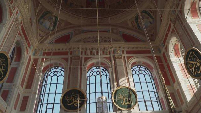 Awesome interior of Ortakoy Mosque in Istanbul, Turkey