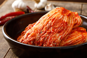 korean traditional food spicy kimchi - obrazy, fototapety, plakaty