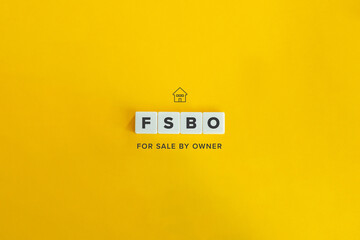 For Sale by Owner (FSBO) Banner. Letter tiles on bright orange background. Minimal aesthetics.