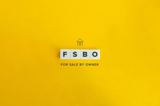 For Sale by Owner (FSBO) Banner. Letter tiles on bright orange background. Minimal aesthetics.