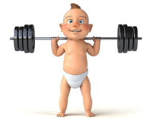 Fun 3D illustration of a cartoon baby